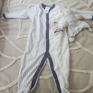 Baby boy 9 month oneself sleeper with matching teddybear